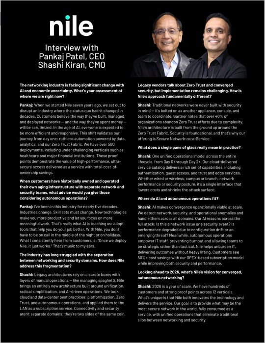Sample Q&A interview with Pankaj Patel and Shashi Kiran, Nile