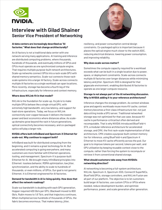 Sample Q&A interview with Gilad Shainer, SVP of Networking, NVIDIA